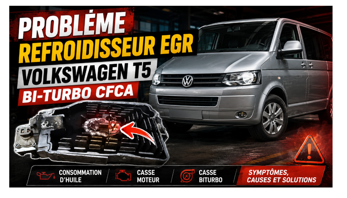 Problème EGR Volkswagen Transporter T5 Bi-Turbo CFCA : causes, symptômes et solutions