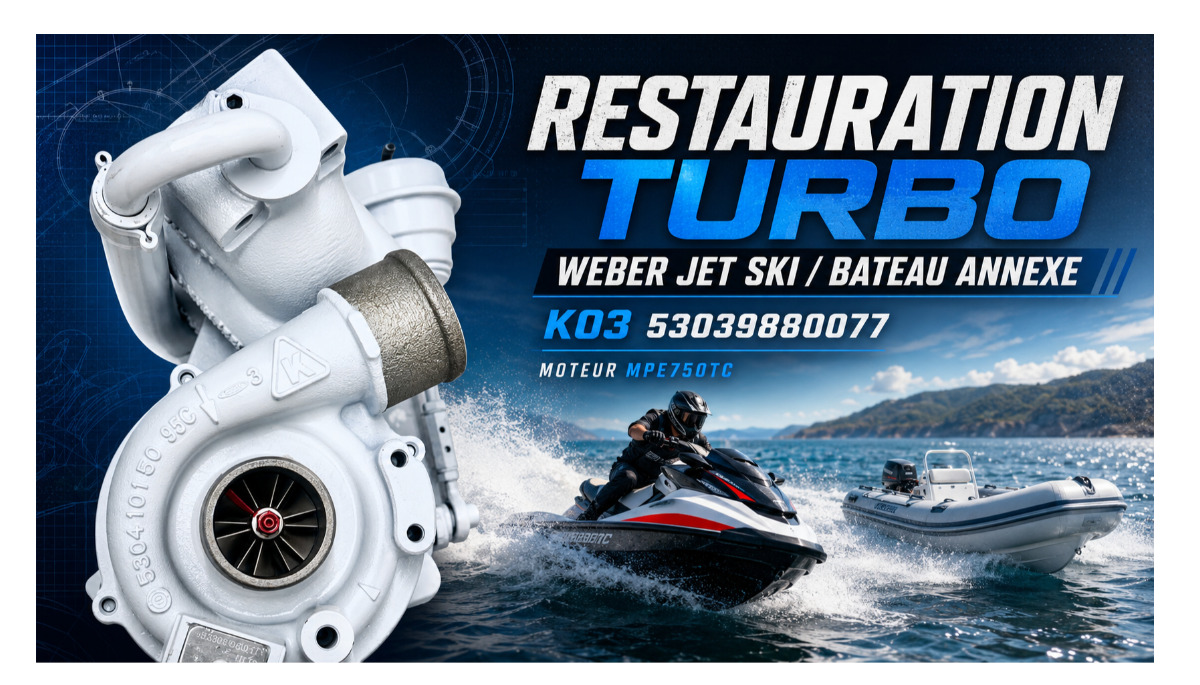 Restauration turbo Weber Jet Ski MPE750TC K03 53039880077 par BG Turbo