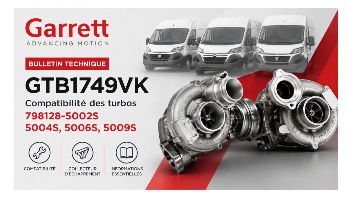 Bulletin technique Garrett GTB1749VK : compatibilité des turbos 798128-5002S, 5004S, 5006S et 5009S