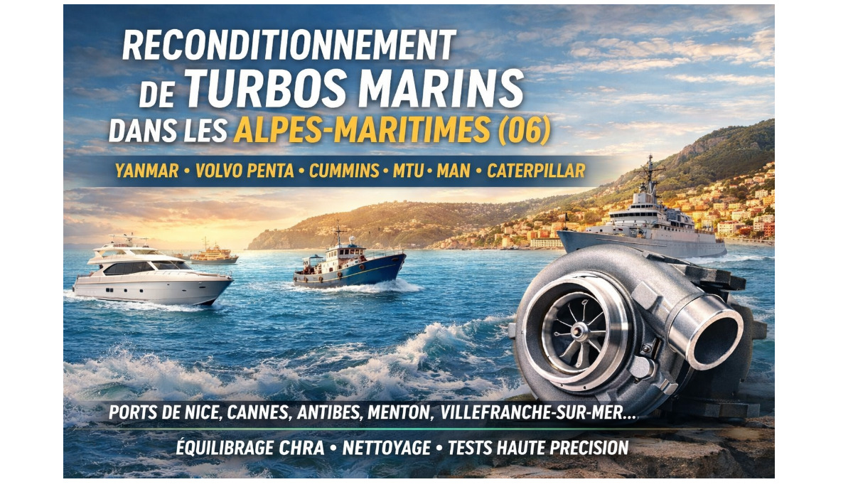 Vente et reconditionnement de turbos marins dans les Alpes-Maritimes (06) – Experts moteurs Yanmar, Volvo Penta, Cummins, MTU, MAN et Caterpillar