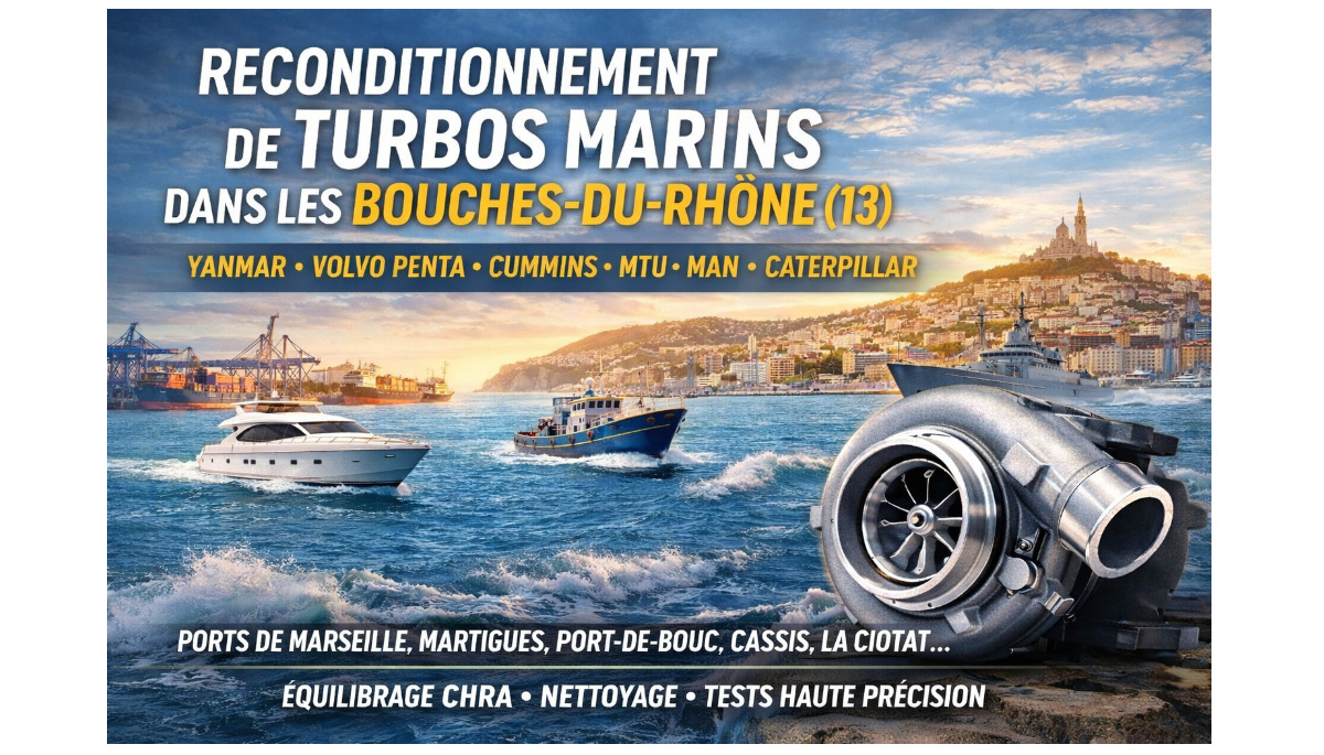 Vente et reconditionnement de turbos marins dans les Bouches-du-Rhône (13) – Experts moteurs Yanmar, Volvo Penta, Cummins, MTU, MAN et Caterpillar