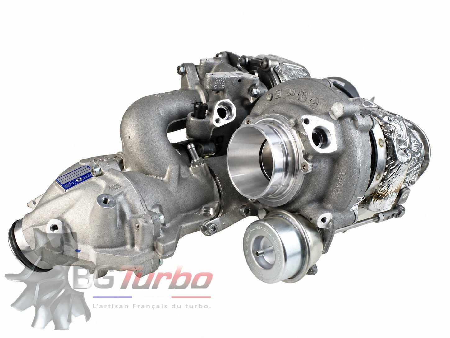 Turbo TURBO - NEUF ORIGINE - Ensemble biturbo BorgWarner R2S 10009700324 pour Mercedes-Benz Classe C, Classe V et Vito 2,0 diesel OM654DE20LA, sur les versions équipées de cette référence

