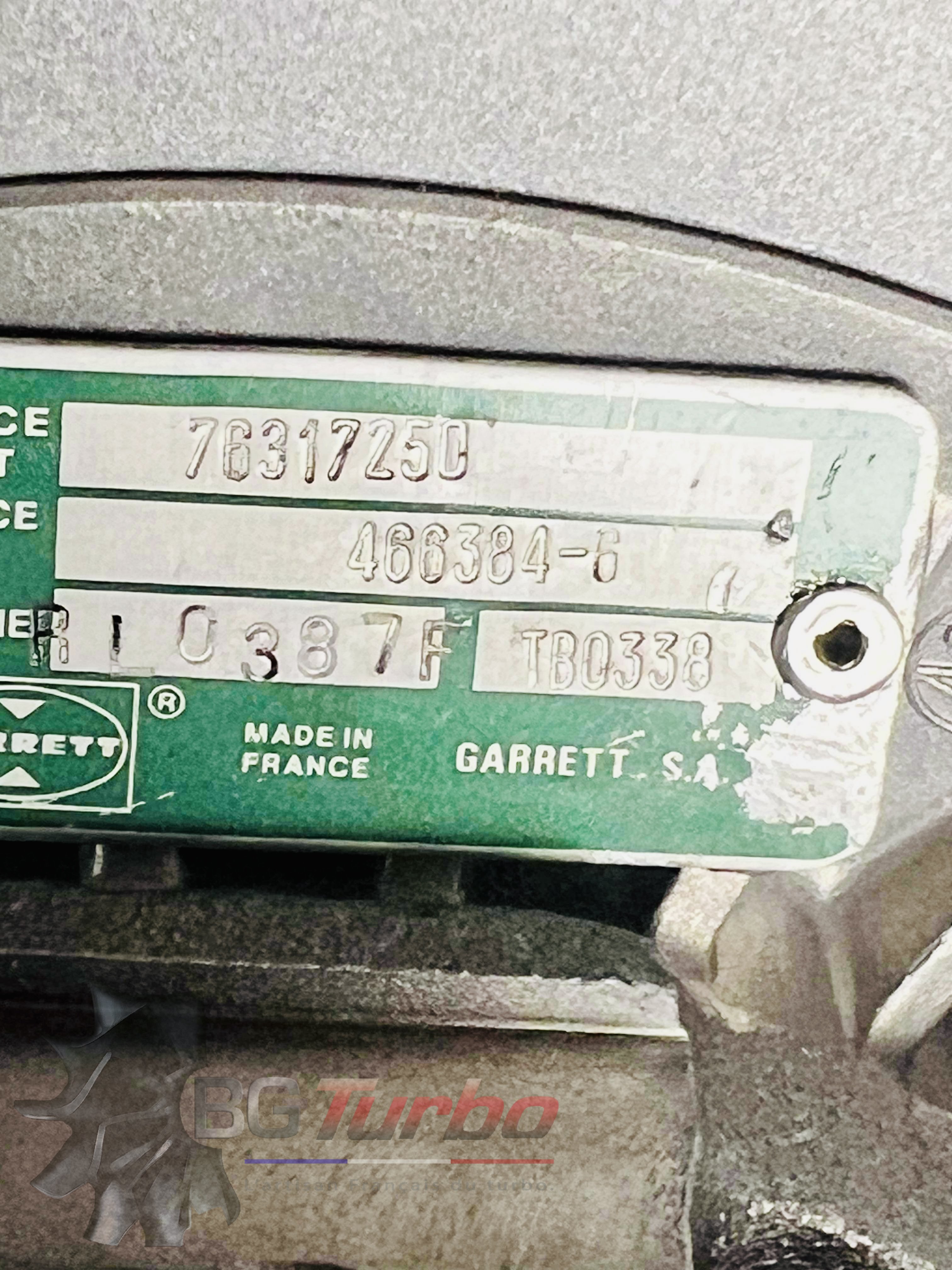 TURBO GARRETT TBO338 RECONDITIONNÉ EN FRANCE - LANCIA DELTA HF INTEGRALE 4WD 2,0 L 8 SOUPAPES - 180/204 CV - 466384-0006 - 466384-5006S - 466384-6 - 76317250 - 46234218 - 7631725
