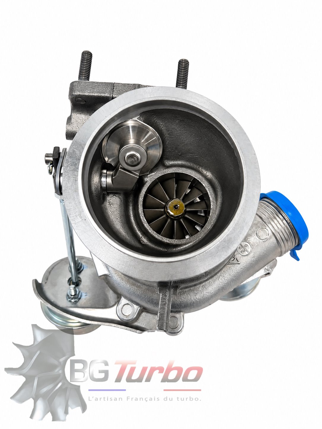 Turbocompresseur Mitsubishi neuf d'origine TD04HL20TK32S7 pour McLaren MP4-12C équipée du moteur essence M838T 3,8 litres V8 biturbo. Côté droit.

