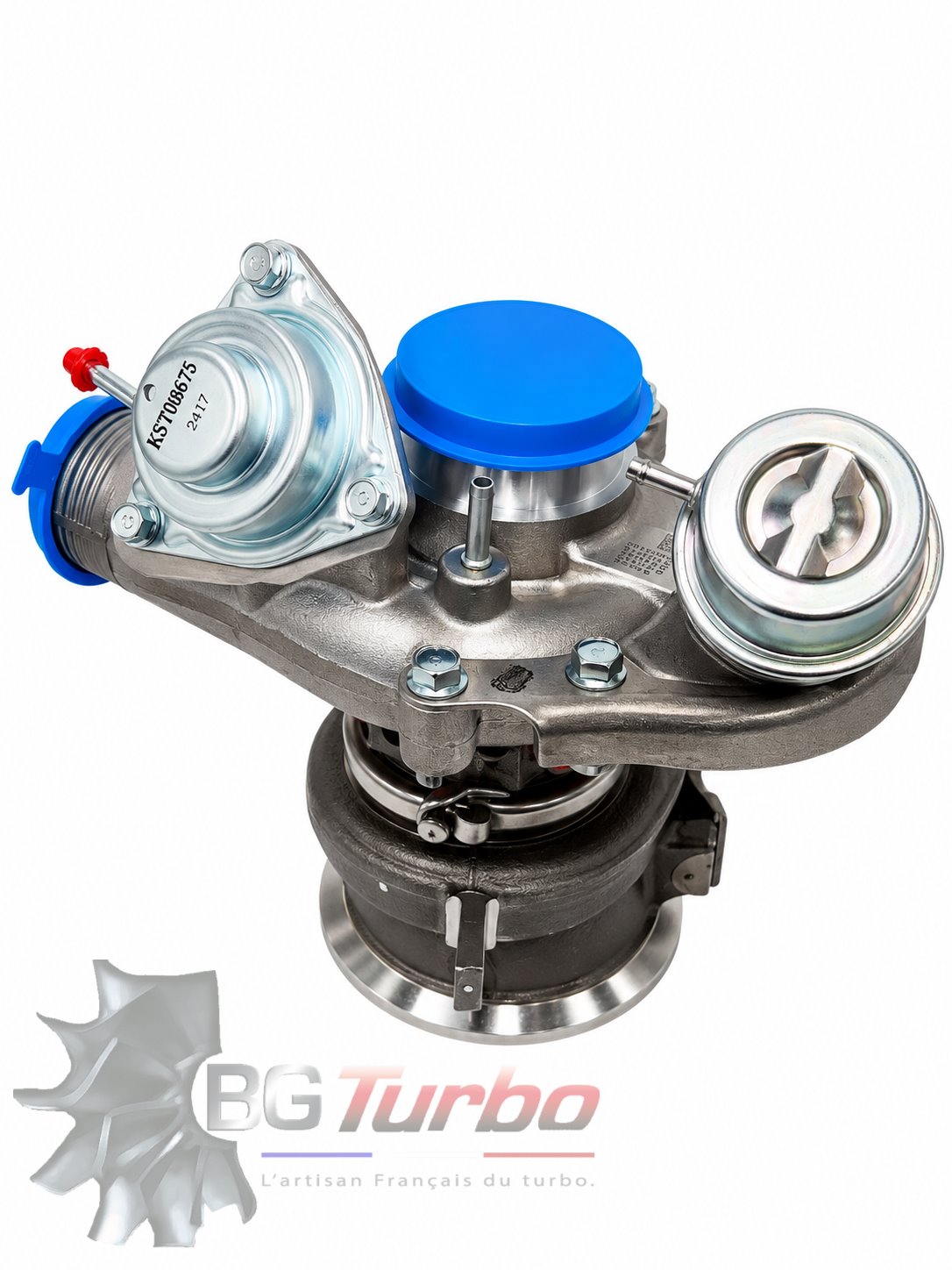 Turbocompresseur Mitsubishi neuf d'origine TD04HL20TK32S7 pour McLaren MP4-12C équipée du moteur essence M838T 3,8 litres V8 biturbo. Côté droit.
