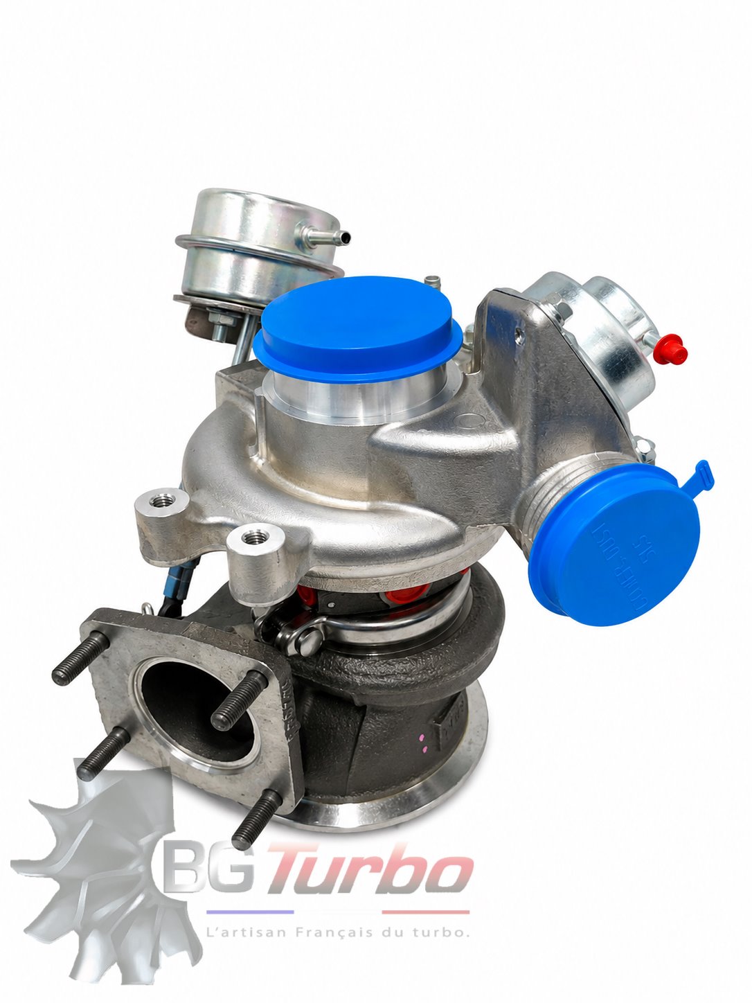 Turbocompresseur Mitsubishi neuf d'origine TD04HL20TK32S7 pour McLaren MP4-12C équipée du moteur essence M838T 3,8 litres V8 biturbo. Côté droit.

