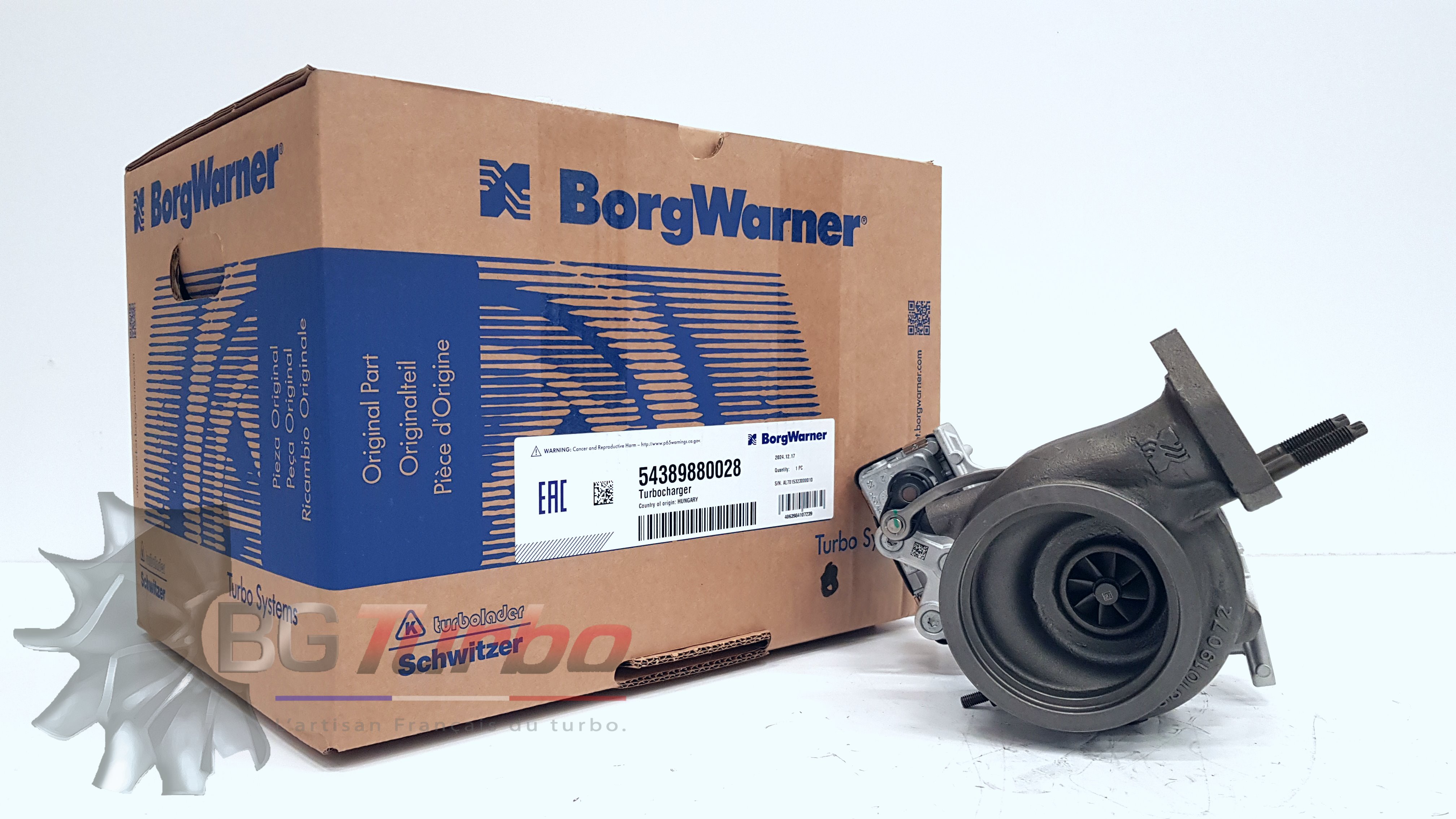 TURBO BORGWARNER KP38 NEUF - FIAT 500X DOBLO PRATICO JEEP RENEGADE 1,6 L 140 150 CV - 54389700028
