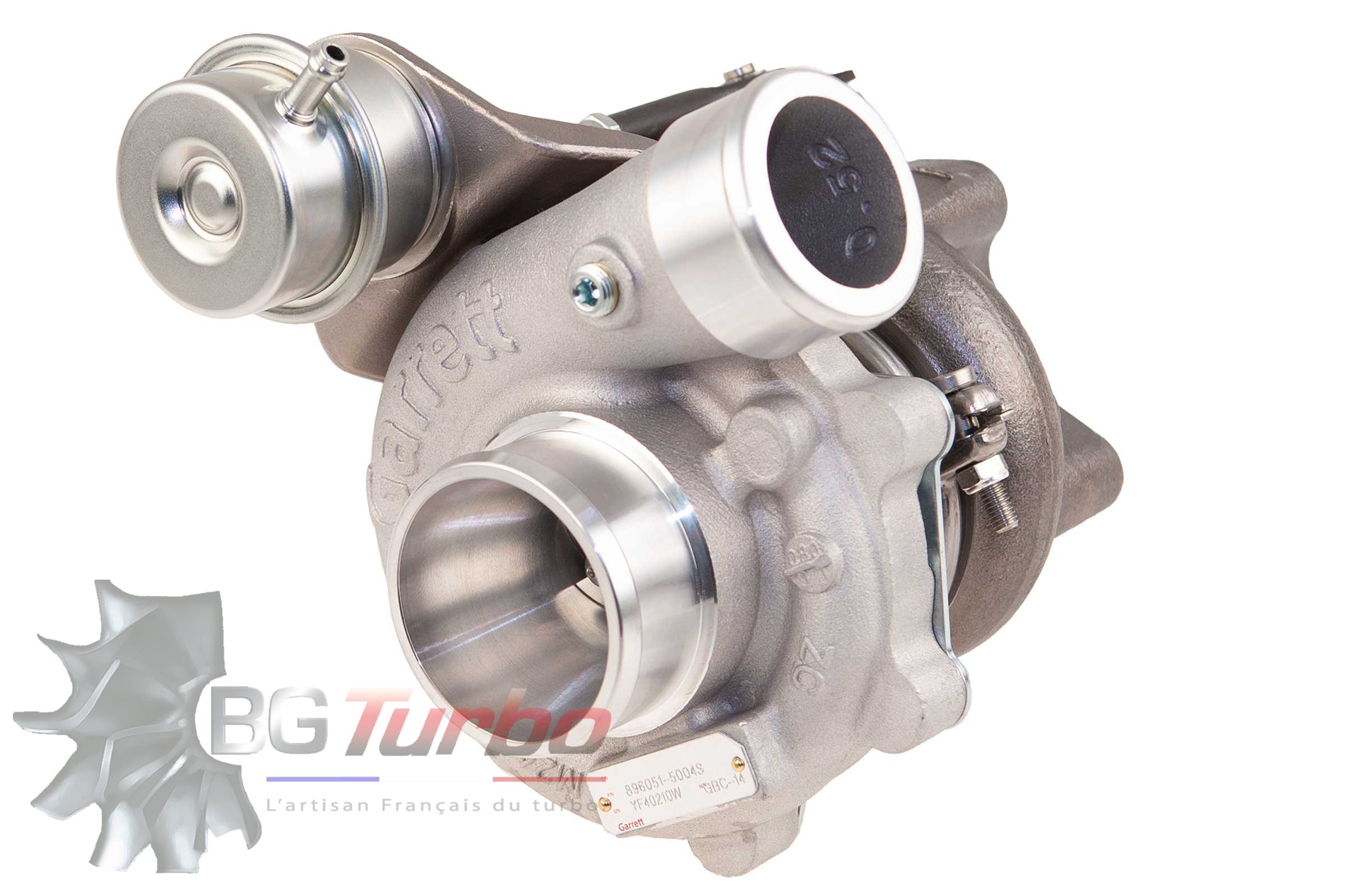 TURBO - NEUF - VL - FULL TURBO, 0.45 O/V, 3-BOLT / 4-BOLT, WG - 896051-5004S - GBC14-200 Roue compresseur taillée masse inducer 34/exducer 46mm. CHRA sur paliers, carter échappement avec waste gate intégrée. Jusqu'à 200cv.
