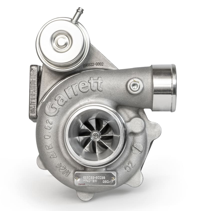 Turbo TURBO - NEUF - VL - FULL TURBO, 0.50 O/V, T25 / 5-BOLT, WG - 896052-5003S - GBC17-250 Roue compresseur taillée masse inducer 36/exducer 49mm, aéro GTX GenII. CHRA sur paliers, carter échappement avec wastegate intégrée compatible GBC17/20/22. Jusqu'à 250cv.

