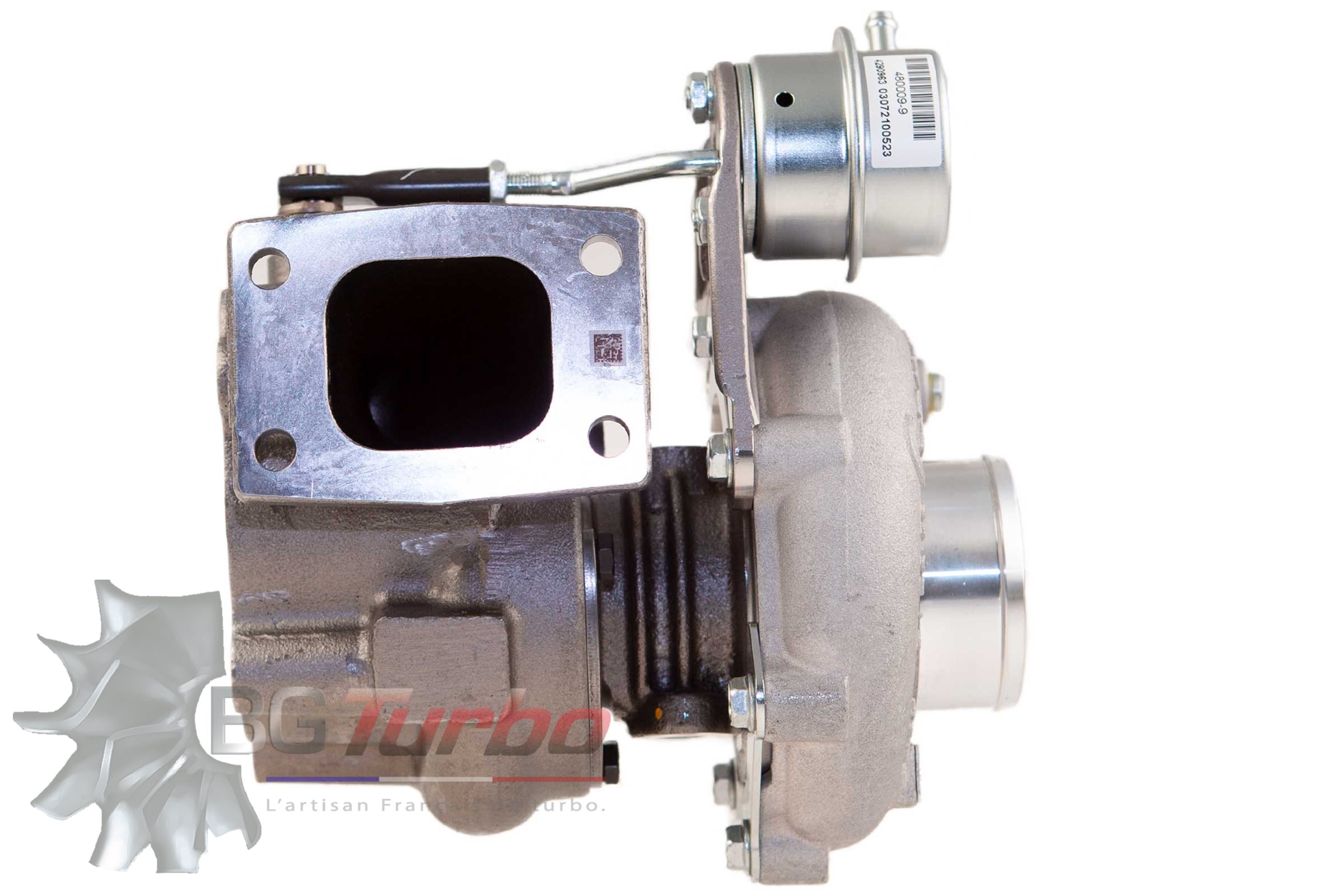 TURBO - NEUF - VL - FULL TURBO, 0.55 O/V, T25 / 5-BOLT, WG - 896053-5003S - GBC20-300 Roue compresseur taillée masse inducer 39/exducer 52mm, aéro GTX GenII. CHRA sur paliers, carter échappement avec waste gate intégrée compatible GTBC17/20/22. Jusqu'à 300cv.
