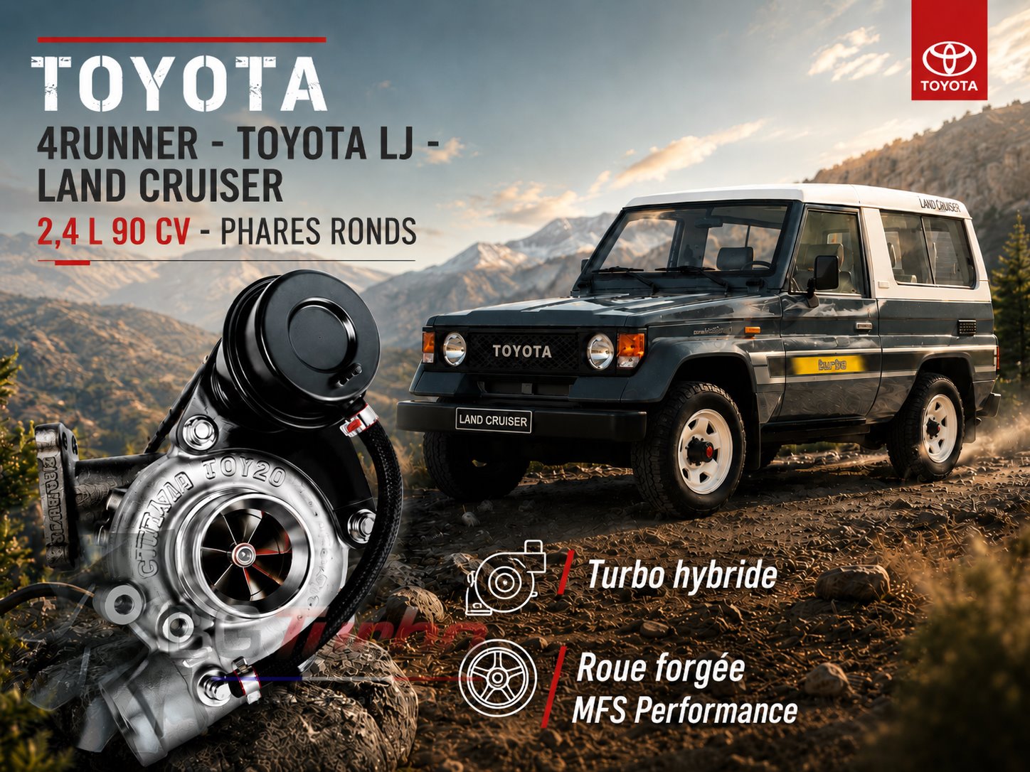 Turbo TURBO - HYBRIDE - &nbsp;NEUF OE PRÉPARÉ EN FRANCE &nbsp;- STAGE1 - CT20 - 6+6 pales - MFS PERFORMANCE 2611
Diamètre admission - Ind : 39,65 mm / Exd : 57 mm / Angle : 30°
