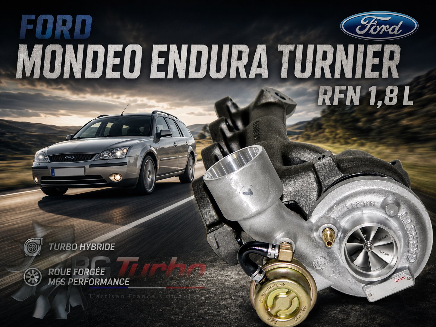 Turbo TURBO - HYBRIDE - NEUF OE PRÉPARÉ EN FRANCE - STAGE1 - GT1544S - 6+6 pales - MFS PERFORMANCE 1512Diamètre admission - Ind : 32,63 mm / Exd : 44,01 mm / Angle : 0°
