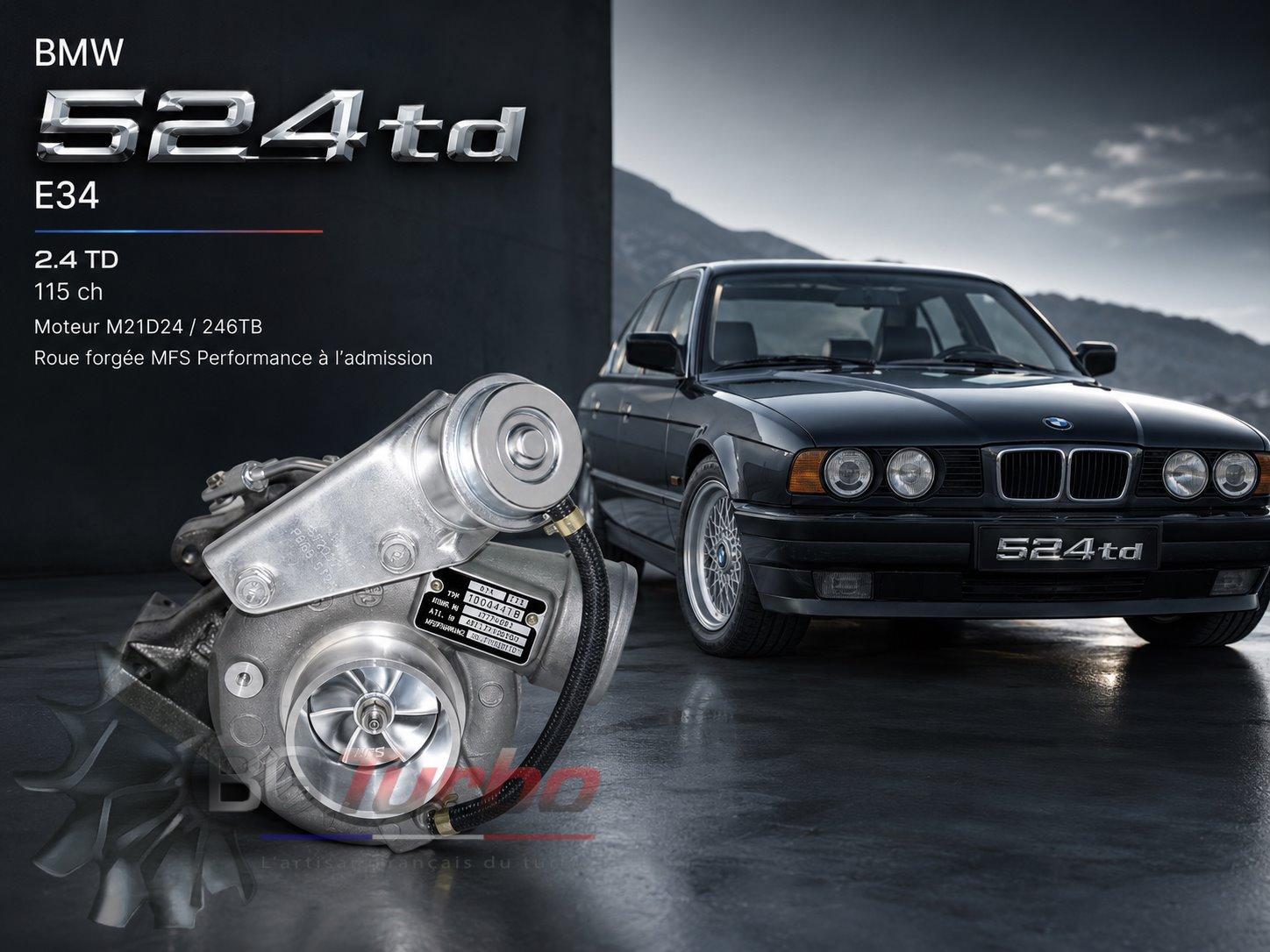 Turbo TURBO - HYBRIDE - NEUF OE PRÉPARÉ EN FRANCE - STAGE1 - TD04 - 11+0 pales - MFS PERFORMANCE D489Diamètre admission - Ind : 37,8 mm / Exd : 49 mm / Angle : 30°
