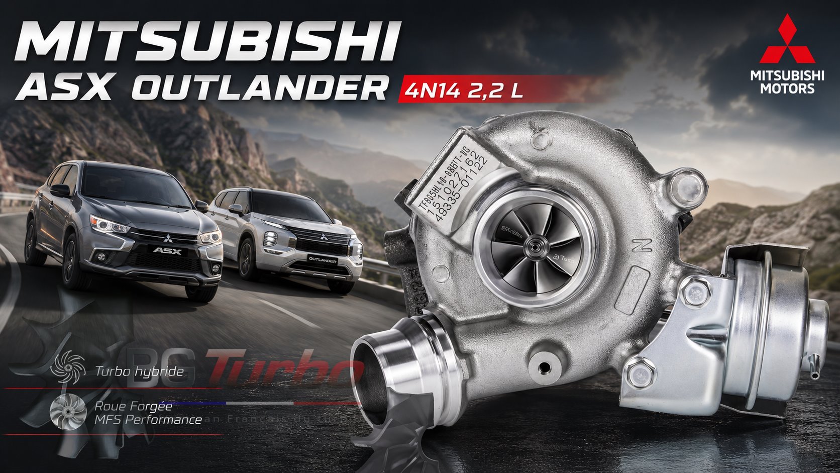 Turbo TURBO - HYBRIDE - &nbsp;NEUF OE PRÉPARÉ EN FRANCE &nbsp;- STAGE1 - 0 - 6+6 pales - MFS PERFORMANCE D406Diamètre admission - Ind : 38,1098 mm / Exd : 50,969 mm / Angle : 0°
