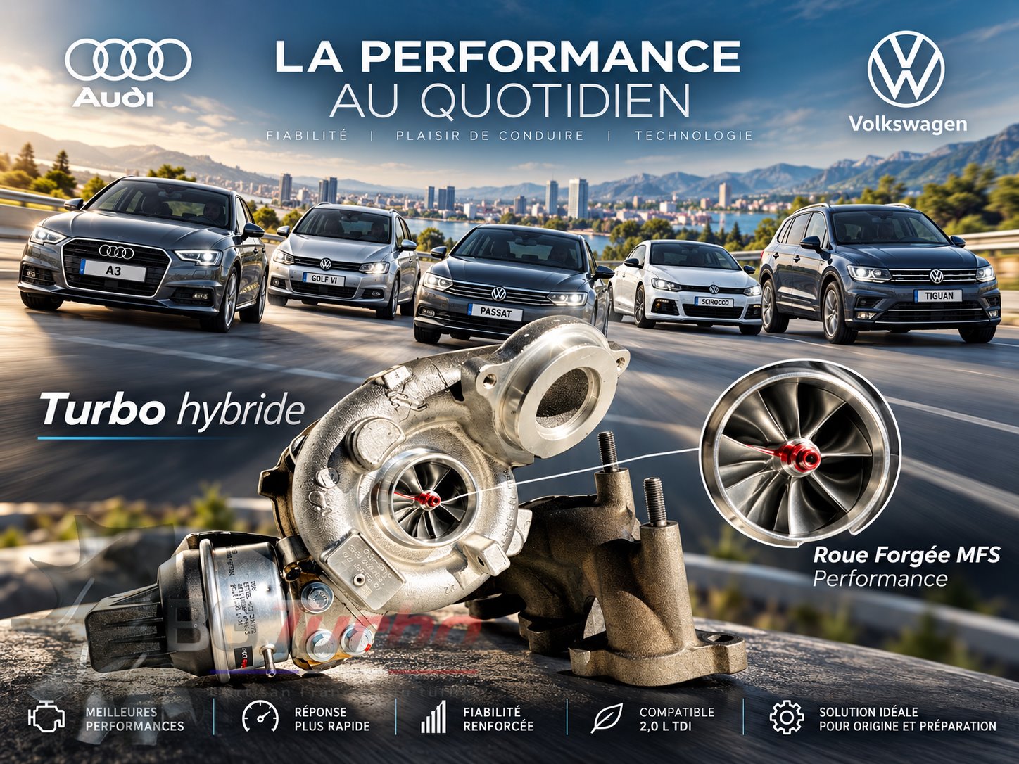 Turbo TURBO - HYBRIDE - &nbsp;NEUF OE PRÉPARÉ EN FRANCE &nbsp;- STAGE1 - BV43 - 6+6 pales - MFS PERFORMANCE K3D1
Diamètre admission - Ind : 33,98 mm / Exd : 46 mm / Angle : 17.1°
