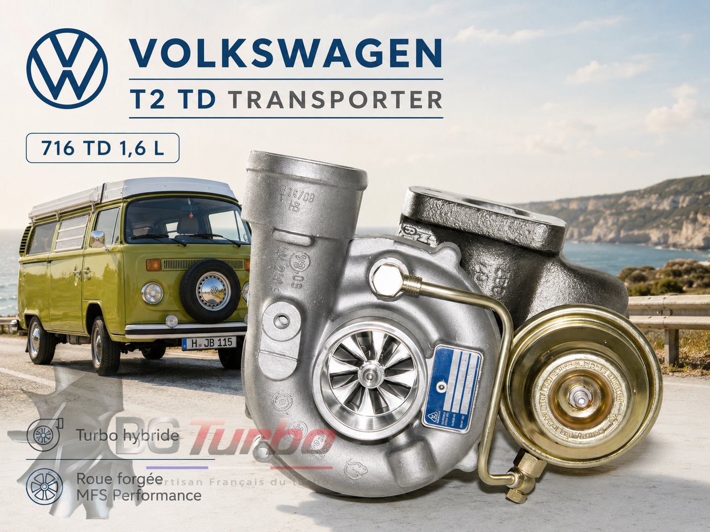 Turbo TURBO - HYBRIDE - &nbsp;NEUF OE PRÉPARÉ EN FRANCE &nbsp;- STAGE1 - 0 - 6+6 pales - MFS PERFORMANCE K142Diamètre admission - Ind : 29,93 mm / Exd : 49,9 mm / Angle : 30°
