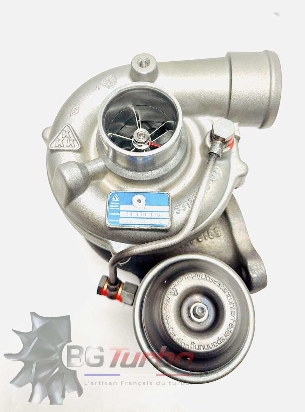 TURBO - HYBRIDE - E/S PRÉPARÉ EN FRANCE - STAGE1 - K16 - 6+6 pales - MFS PERFORMANCE 1605Diamètre admission - Ind : 36,83 mm / Exd : 54,9 mm / Angle : 30°
