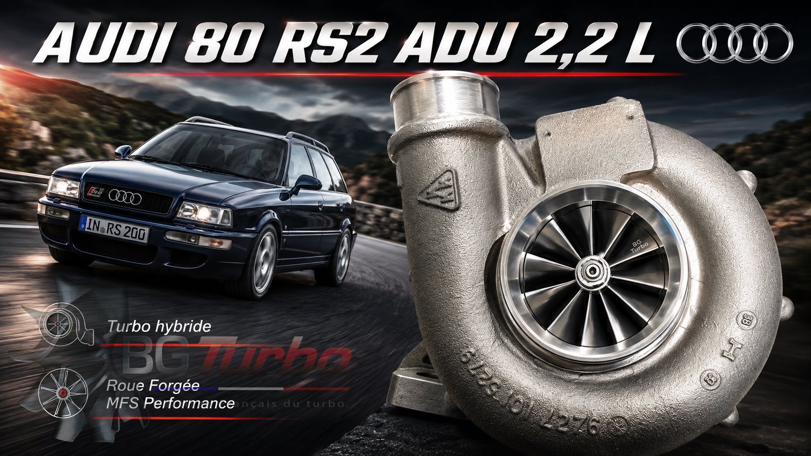 Turbo TURBO - HYBRIDE - &nbsp;NEUF OE PRÉPARÉ EN FRANCE &nbsp;- STAGE1 - 0 - 7+7 pales - MFS PERFORMANCE K268Diamètre admission - Ind : 50,33 mm / Exd : 71 mm / Angle : 30°
