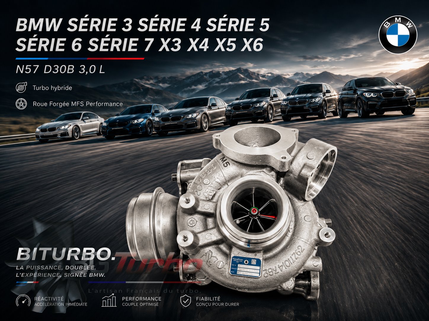 Turbo TURBO - HYBRIDE - &nbsp;NEUF OE PRÉPARÉ EN FRANCE &nbsp;- STAGE1 - 0 - 7+7 pales - MFS PERFORMANCE 2651
Diamètre admission - Ind : 50,33 mm / Exd : 72,6 mm / Angle : 30° - VA AVEC 54409700009
