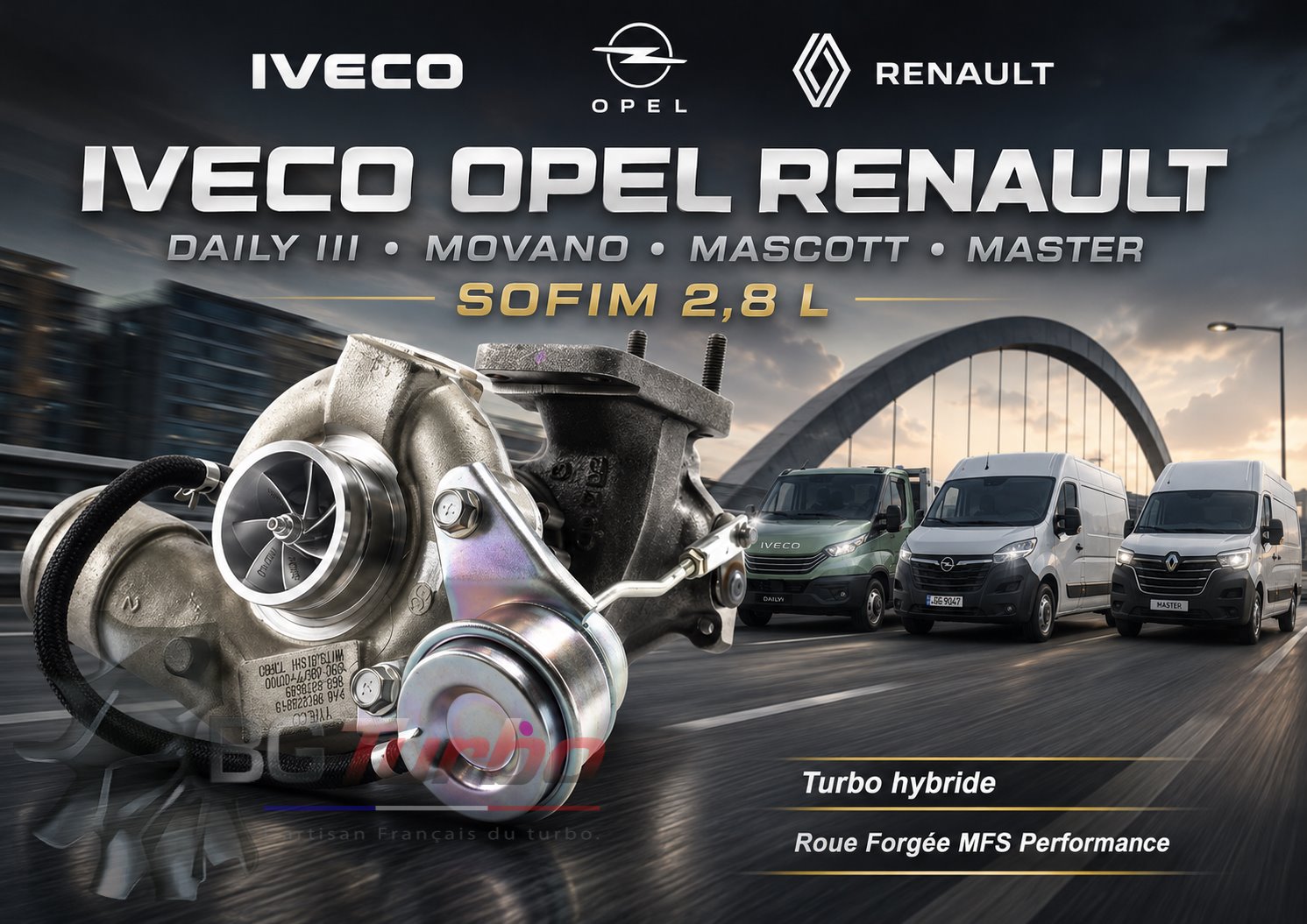 Turbo TURBO - HYBRIDE - &nbsp;NEUF OE PRÉPARÉ EN FRANCE &nbsp;- STAGE1 - 0 - 6+6 pales - MFS PERFORMANCE 2209Diamètre admission - Ind : 41,54 mm / Exd : 56,03 mm / Angle : 0°
