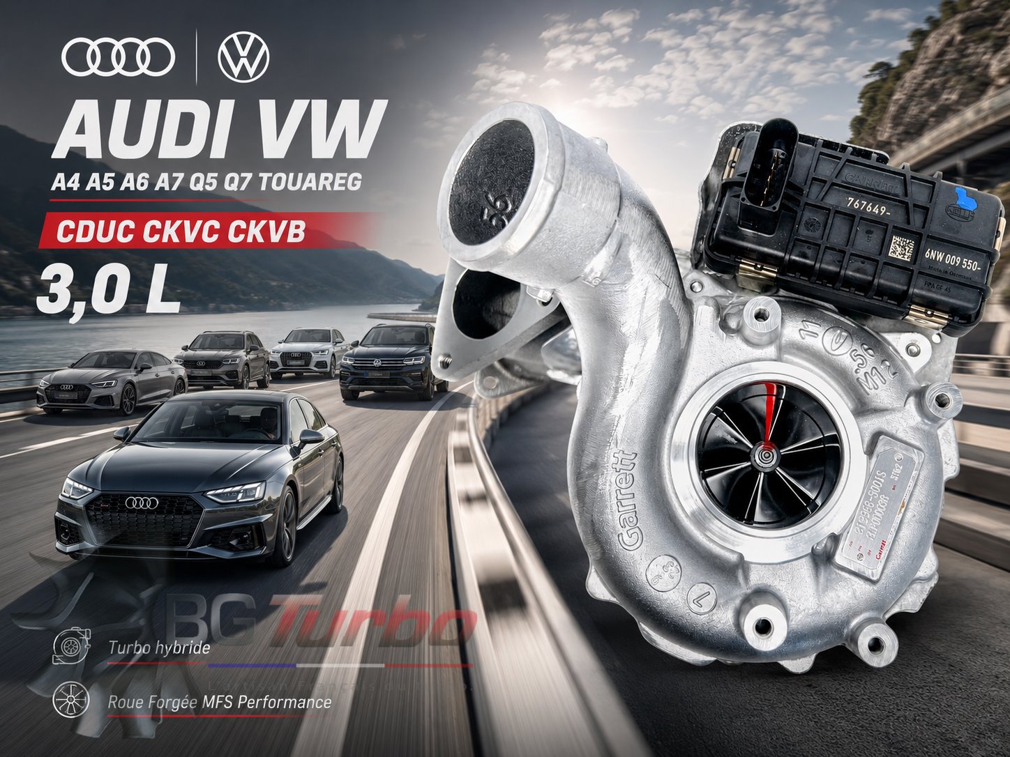 Turbo TURBO - HYBRIDE - &nbsp;NEUF OE PRÉPARÉ EN FRANCE &nbsp;- STAGE1 - 0 - 6+6 pales - MFS PERFORMANCE 2594
Diamètre admission - Ind : 44,5 mm / Exd : 59,48 mm / Angle : 30°
