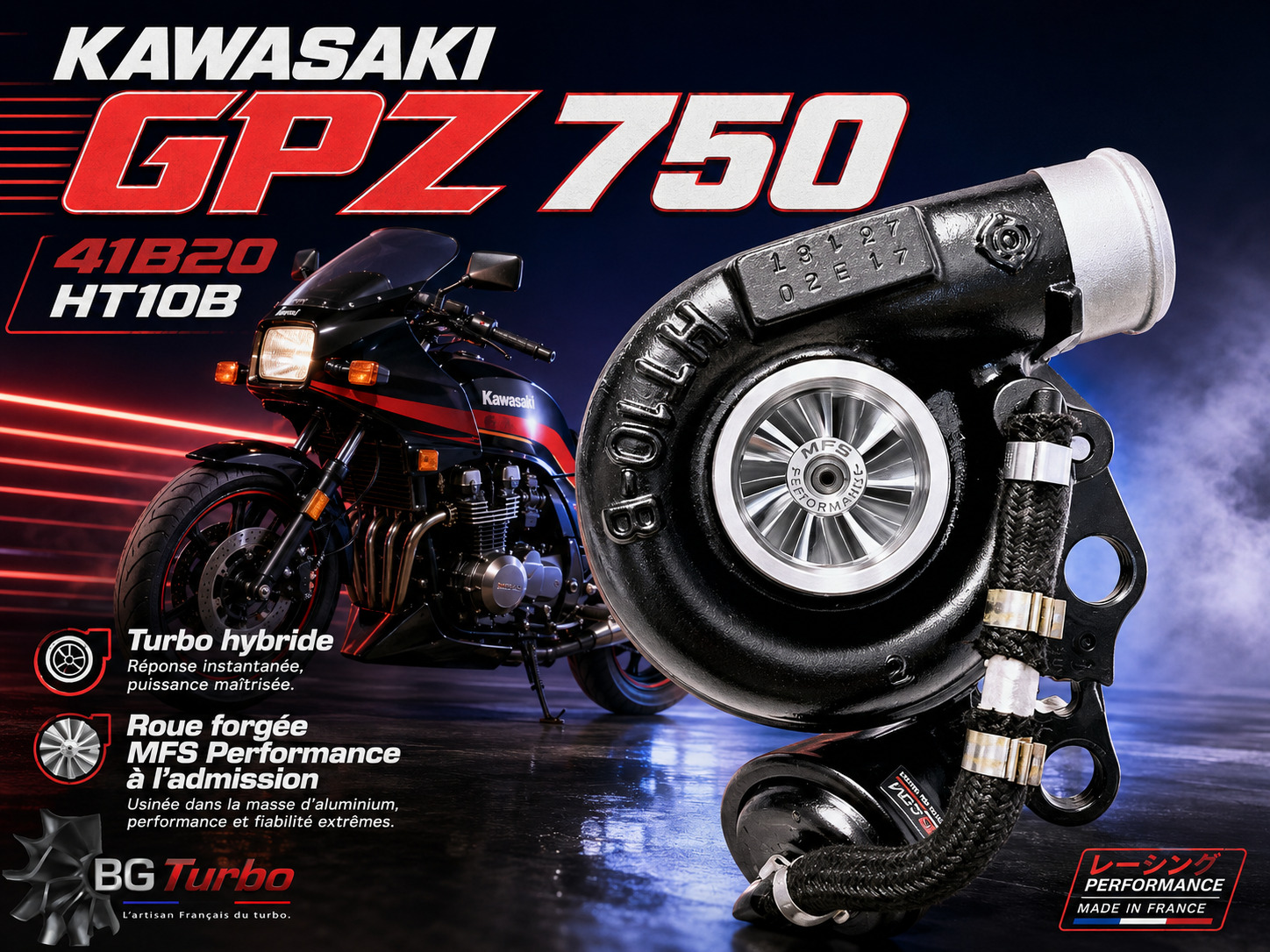 Turbo TURBO - HYBRIDE - E/S ORIGINE PRÉPARÉ EN FRANCE - STAGE1 - KAWASAKI GPZ 750 - 41B20 - HT10B - HT10-41B20 - 6+6 pales - - MFS PERFORMANCE H111Diamètre admission - Ind : 30 mm / Exd : 50 mm / Angle : 30°Diamètre admission - Ind : 43,36 mm / Exd : 56,03 mm / Angle : 30°
